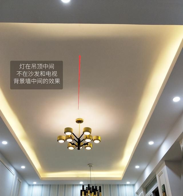 客厅的灯到底是装在客厅吊顶的正中，还是依照电视墙按在电视墙正中间比较好图3